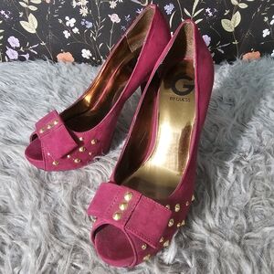 G by Guess Women's Pink Peep Toe Heels Size Size 9